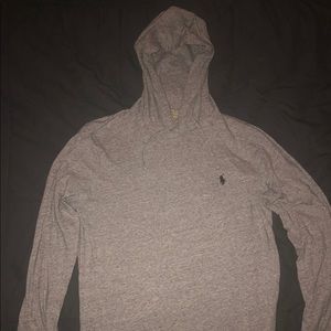 Grey Polo Longsleeve Hoodie t-shirt